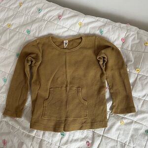 kate quinn Mustard Waffle Knit Long Sleeve Hoodie Top